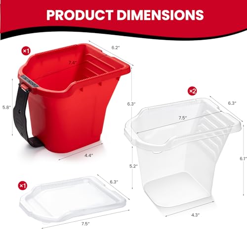 Mister Rui Hand Held Paint Bucket Kit 12 Pcs with Magnetic Holder, No-Drip Edge & Quick Liners, Paint Cup Includes 4" Foam Rollers, 2" Brush, Adjustable Handle for Trim & Detail Work - size: 4 Inch 12Pack