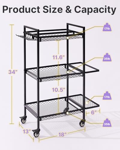 YOTTOY 3-Tier Gym Storage Rack for Home Gym–Multi-Functional Weight Rack, Dumbbell Rack, Yoga Mat Holder with Side Basket & 6 Hooks, Gym Equipment Organizer - color: Black