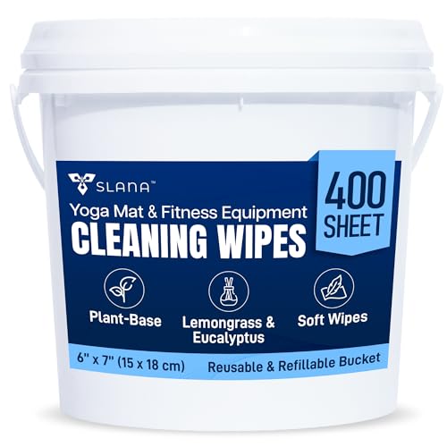 Gym Wipes for Equipment (400 Count) – Large 6"x7" Fitness Equipment Cleaning Wipes & Yoga Mat Cleaner | Plant-Based, Non-Toxic | Safe for Peloton, Treadmill & Bikes | Lemongrass Scent, Residue-Free