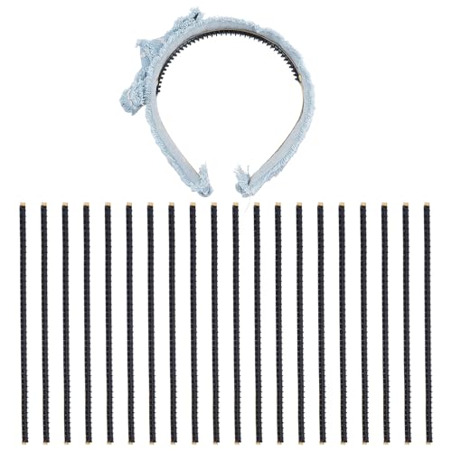 NICENEEDED 20 PCS Headband Teeth Strips for DIY, Black Anti Slip Self adhesive Hair Bands Teeth, Comb Silicone Grips Headbands Hair Accessories for Women