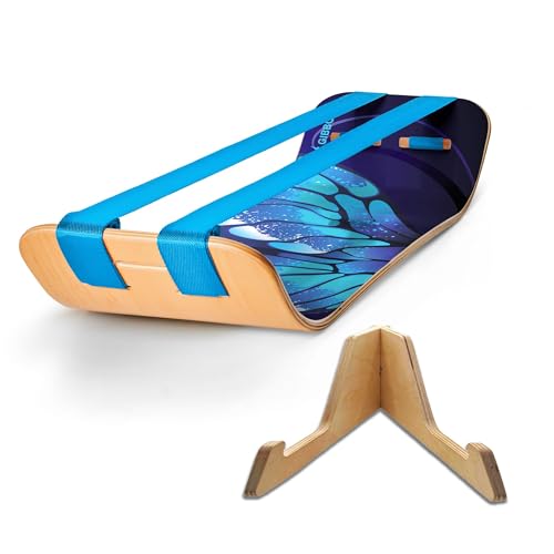 GIBBON SlackBoard, Balance Board Kids & Adults, Slackline Balance Trainer | 1 & 2 Line Options, Slack Board, Core Workout Equipment, Home Gym Training, Standing Desk Exercise, Yoga, Agility, Pilates - color: Butterfly Plus with Stand