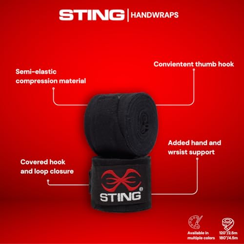 STING Elasticised Hand Wraps | Elastic Fabric Construction, Extended Wrist Coverage, Thumb Loop, Hook and Loop Closure - color: Army Camo, size: 180 Inch