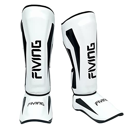 MMA Martial Arts Shin Guards – Padded, Adjustable Muay Thai Leg Guards with Instep Protection for Kickboxing/MMA Training and Sparring – Professional MMA Equipment - color: White, size: Small