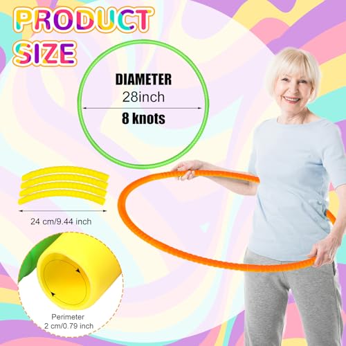 Sratte 12 Pcs Toy Hoop for Kid Detachable Adjustable Toy Hoop Colored Exercise Ring Plastic Circle for Kid Teen Gymnastics Equipment Require Self Assembly(28 Inch,Warm Colors) - color: Warm Colors, size: 28 Inch