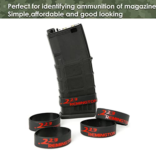 Aolamegs 5/10 Pack Magazine Bands - 5.56 Nato, 300 Blackout, 300 Subsonic, .223 Remington, .308 Winchester, 7.62x39 Magazine Marking Band, Durable Silicone Ammo Caliber Bands for Magazine Identification (2 Colors) - color: 223rem-blackred(10pcs)