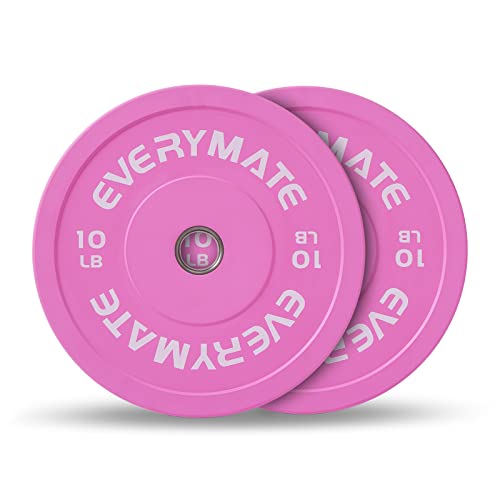 EVERYMATE Change Weight Plates 1.25LB 2.5LB 5LB Set Fractional Olympic Bumper Plates for Cross Training Steel Insert Strength Training - color: 10LBx2, size: Pink