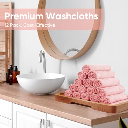 HOMEXCEL Microfiber Washcloths 12 Pack, Highly Absorbent and Soft Face Towel, Multi-Purpose Wash Cloths for Bathroom, Gym, Hotel, Spa and Kitchen, Multicolor 12x12 Inch, Pink - color: Pink
