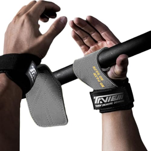 TAVIEW Wrist Straps for Weightlifting for Maximum Grip Support - Lifting Deadlift Strap & Weight Lifting Grips Gloves for Working Out Pull Up Deadlifting & Shrugs - color: Gray