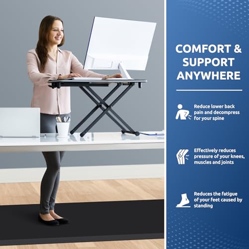 KitchenClouds Kitchen Mat Cushioned Anti Fatigue Rug 24"x70" Water Resistant, Non Slip, Standing and Comfort Desk/Floor Mats for House Sink Office (Black,0.8inch) - color: Black, size: 70"L x 24"W x 0.8"Th