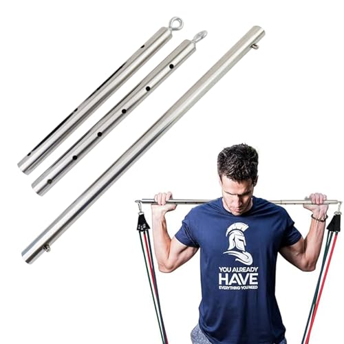Spreader Bar Heavy Duty Expandable Exercise with 2 pcs Adjustable Strap, Yoga Training Fitness Gear, Workout Bar,Sports Gym Kit - style: Silver+Black Furry Kit