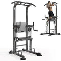 SogesHome Power Tower Pull Up Bar and Dip Station, Multi-Function Free Standing Pull Ups, Adjustable Height Dip Bar Strength Training Workout Equipment, Pull Up Stand Workout for Home Gym Exercise Equipment - color: Black
