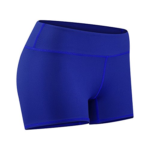 Tough Mode Women's 3" Athletic Workout Volleyball Running WOD Compression Shorts - color: Electric Blue, size: X-Small