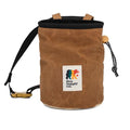 Oso Supply Co - Waxed Canvas Chalk Bag - Zipper Pocket & Mesh Pouch for Bouldering, Rock Climbing, Gym, Weightlifting – Water-Resistant, Adjustable Belt, Wide Opening - color: Chestnut Brown / Khaki