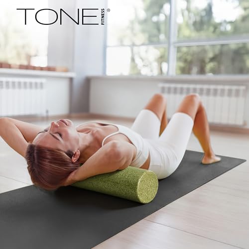 Tone Fitness High Density EPP Foam Exercise Foam Roller for Yoga, Pilates, Stretching, Massage, and Recovery | Multiple Sizes and Colors - color: Black, size: 18 Inch