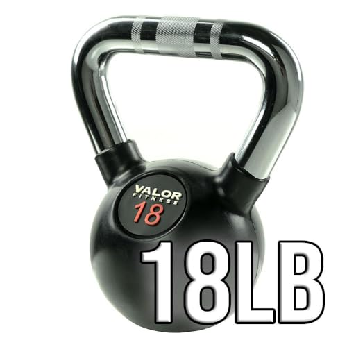 Valor Fitness Kettlebell 18 lb - Chrome Cast Iron Kettlebell Weight for Strength Training, Functional Fitness, Swings, Squats, Core Exercises & Home Gym Equipment
