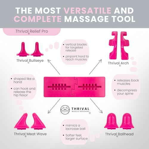 Thrival Relief Pro - Fully Adjustable Psoas, Back and Hip Flexor Muscle Release Tool with Thrival App for Targeted Routines, Deep Tissue, Trigger Point Massage (Pink) – Made in USA - color: Pink, size: Thrival Relief Pro