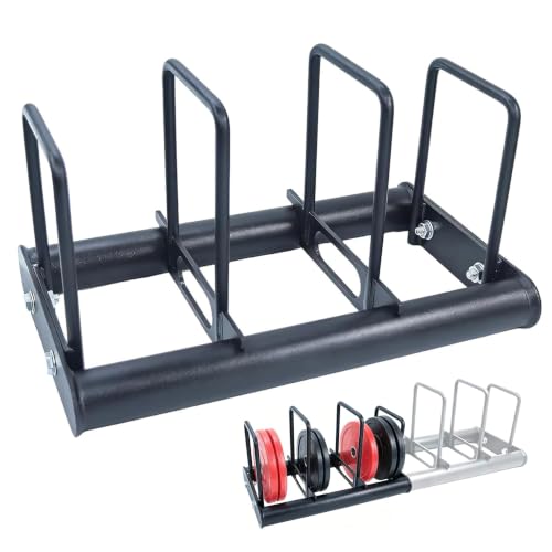 Weight Rack with Dividers 660 LBS Capacity Olympic Weight Plate Rack for Home Gym Freestanding Dumbbell Organizer with 3-Section Spacing for Thin & Thick Plates