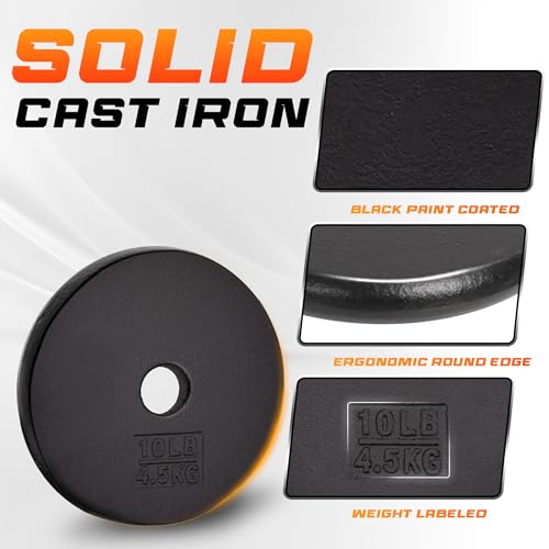 Yes4All Standard Weight Plates, 1-Inch Cast Iron Barbell Weights, Wide Range 5–50 LB, Ideal for Strength Training & Workout Routine, Available in Single, Pair & Set of 4 - color: Black Set of 4, size: 4x10LB