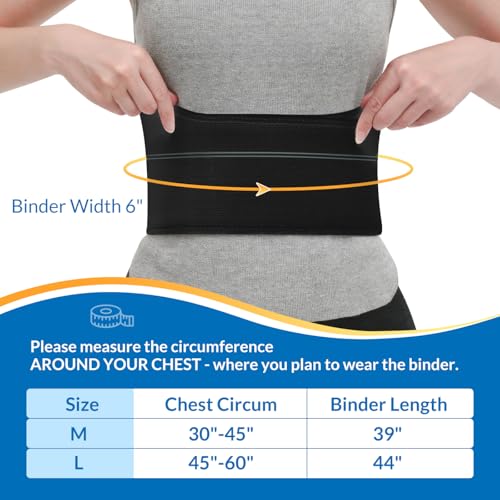 Pauline Broken Rib Brace for Women - Compression Chest Binder for Cracked Ribs Support & Chest Pain Relief - Rib Belt for Bruised Rib Cage (Black, Fits 45”-60”) - size: L, style: Women BK