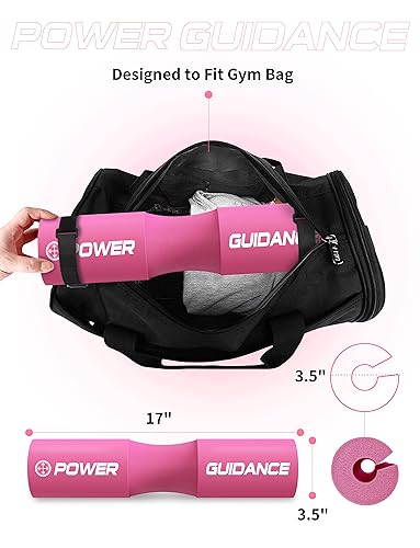 POWER GUIDANCE Barbell Squat Pad - Neck & Shoulder Protective Pad - Great for Squats, Lunges, Hip Thrusts, Weight Lifting & More - Fit Standard and Olympic Bars Perfectly - color: Pink