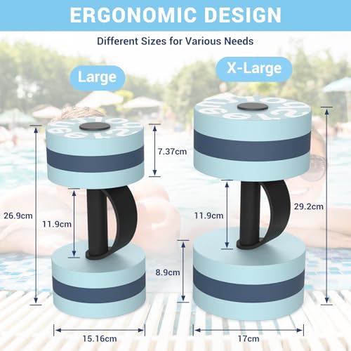 Sportneer Water Weights Aquatic Exercise Dumbbells Water Dumbbell Aerobics Workouts Set of 2 EVA Foam Pool Weights Dumbbells Set Aqua Fitness Barbells Equipment for Water Aerobics Weight Loss - color: Blue