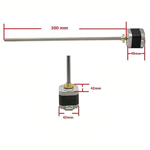 NEMA 17 Stepper Motor 42-40 with Integrated 300mm T8 Lead Screw | for RepRap Prusa i3 3D Printers Z Axis or CNC Machine - size: 300-Tr8X8