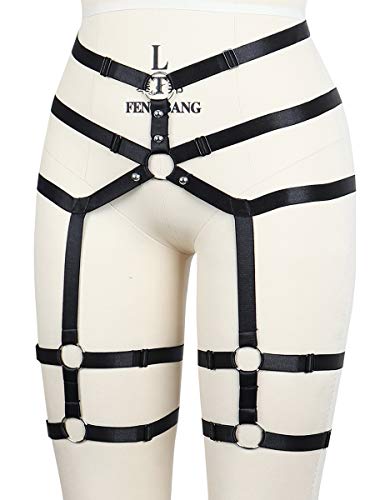 Garter Leg Belt Harness Leg Rave Thigh Garter Harness Strappy Garter Belt for Women Black