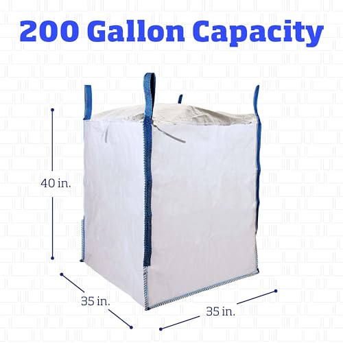 DURASACK Heavy Duty Builder's Bulk Bags 200 Gallon, Open Top | White Woven Polypropylene Contractor Trash Bags for Demo and Construction, Holds up to 2200 lbs - size: Single