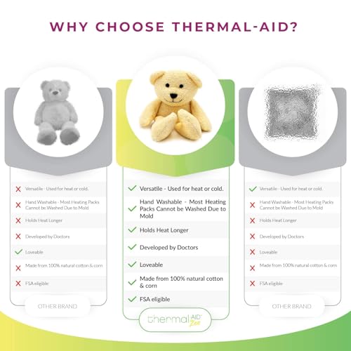 Thermal-Aid® (Honey The Yellow Bear) – Washable Heating Pad & Ice Pack – Plush Hot/Cold Pack with Natural Corn Filling – Reusable Comfort - size: Zoo Yellow Bear