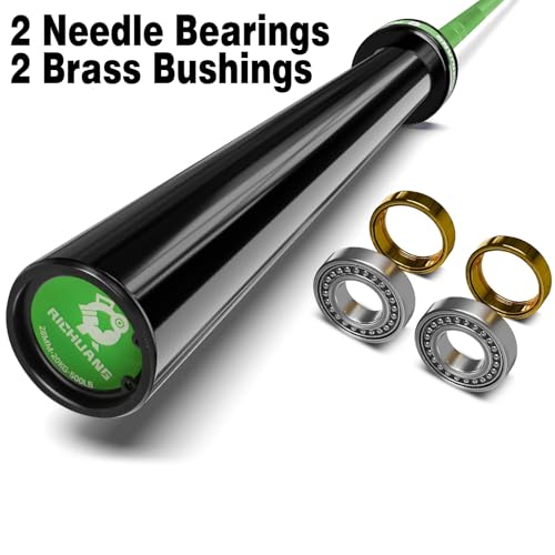 7ft Olympic Barbell 28mm 45lb – 500/700/1000LB Bar for Home Gym | Ceramic coated steel. Smooth spinning sleeves. Fits 2" plates. For snatch, clean and jerk, squats, deadlifts, bench press. - color: Green-500LBS