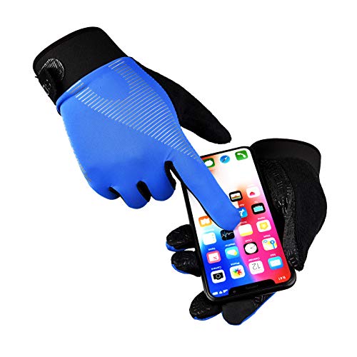 YHT Workout Gloves, Full Palm Protection & Extra Grip, Gym Fishing Fencing Gloves for Weight Lifting, Training, Fitness, Exercise (Men & Women) - color: Blue, size: Large