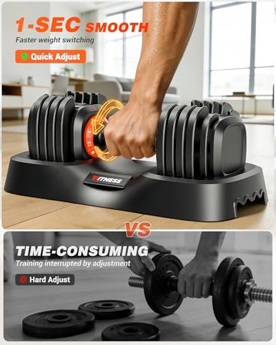 Rendpas Adjustable Dumbbells Set 25/55/80lbs, 10-in-1/16-in-1 Free Weights Set, 1-Second Quick Adjust,Space-Saving Home Gym Strength Training for Men Women - size: 25LBS Pair-10 Weights