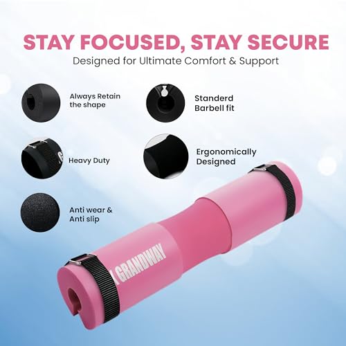 Advanced Squat Pad - Barbell Pad for Hip Thrusts, Squats & Lunges - Neck & Shoulder Squat Bar Pad Cushion Support Foam for Extra ComfortPremium Squat Pad - color: Pink