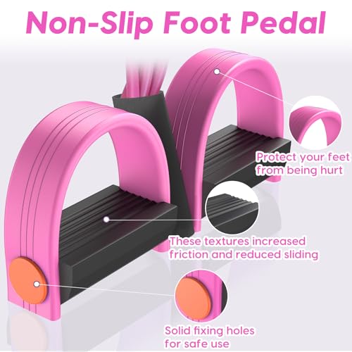 Resistance Bands with Handles, 6-Tube Elastic Pedal Resistance Band for Working Out, Durable Natural Rubber Exercise Bands, Multifunction Exercise Equipment for Abdomen, Waist, Arm, Leg Stretching - color: Pink