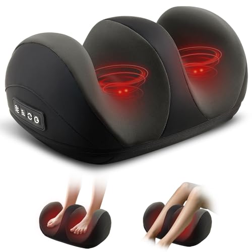 Foot Massager with Heat, Shiatsu Kneading Foot and Calf Electric Massager Machine with Roller, Massage Feet/Arm/Calf/Ankle for Relax, Plantar Fasciitis, Pain Relief, Gifts for Women & Men, Black - color: Black
