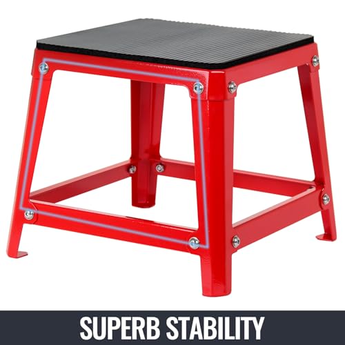 Metal Plyometric Jumping Box, 12/18/24 Inch Anti-Slip Workout Step Up Box for Home Gym