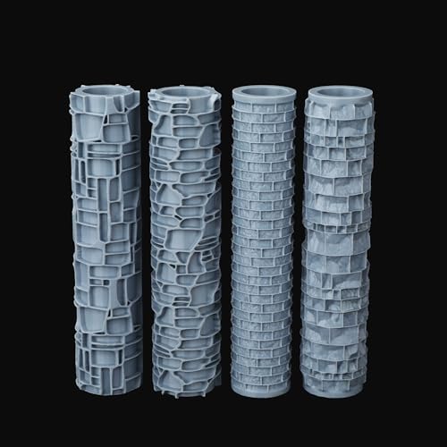 AUSPDICE DND Terrain Texture Roller Set for Dungeons and Dragons Scenarios | Four Brick and Stone Wall Patterns , 4 Wall Paving Pattern Tools for RPG Terrain, Wargames and Tabletop Map Props, AS744B - color: As744b Wall Paving Set
