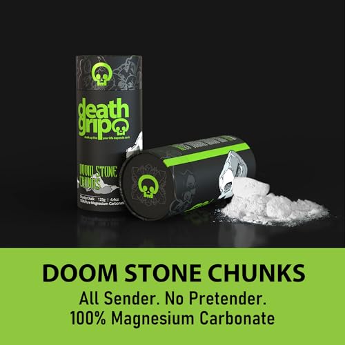 Death Grip Doom Stone Chunky Climbing Chalk – 125g Loose Chalk Chunks – 100% Pure Magnesium Carbonate for Rock Climbing, Bouldering, Weightlifting & Gymnastics