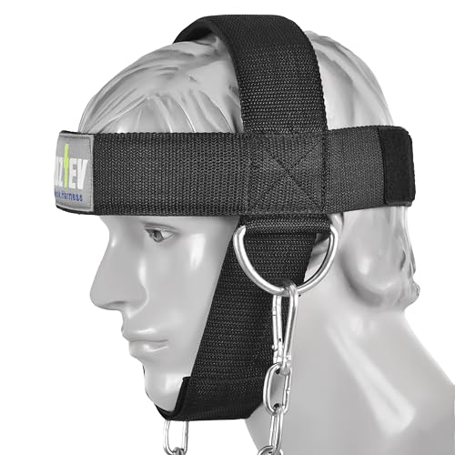 Neck Harness with Heavy-Duty Chain - Adjustable Head and Chin Straps for Neck Strength and Pain Relief