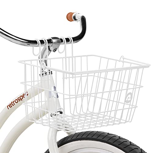 Retrospec Apollo-Lite Lift-Off Bike Basket - Detachable Steel Handlebar Basket with Carrying Handle for Commuting, Shopping & Beach Trips - 14.5in x 9.5in Weather-Resistant Biking Gear - color: White