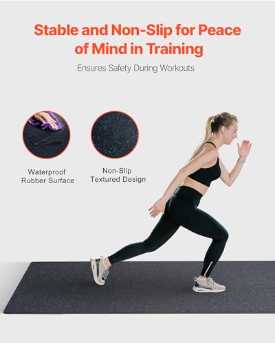 VEVOR 0.56Inch 24sq.ft 6 Tiles Gym Flooring for Home Gym, Rubber Top with High Density EVA Foam, 25 x 25In Gym Floor Exercise Equipment Mats, Interlocking Gym Mats, Puzzle Workout Mats, Black & Blue | Rubber Top with High Density EVA Foam, 25 x 25in Floor