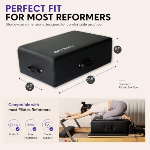 Pilates Sitting Box for Pilates Reformer by EchoMe, Box Pilates Reformer for Home Gym,Professional Studio Use,and Strength Exercises,Pilates Reformer Accessory for Pilates Exercises