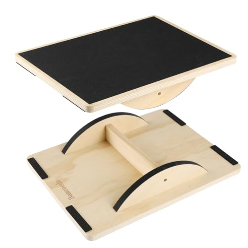 Professional Wooden Balance Board for Adults-Anti-Slip 350LBS Wobble Board for Physical Therapy Standing Desk Core Strength-Rocker Board Balancing Board (Classic)