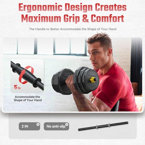 FEIERDUN Adjustable Dumbbells Set, 48/68/88lbs Free Weight Set with 4 Modes, Used as Barbell, Kettlebells, Push up Stand, Fitness Exercises for Home Gym Suitable Men/Women - style: B:48LB(24LB Pair)