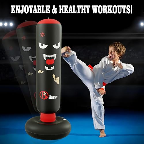 Children's Independent Punching Bag Inflatable Boxing Bag Set with Gloves and air Pump, Designed for 4-12 Years Old, Safe Decompression, The First Choice for Sports Toys, Great Value Gift