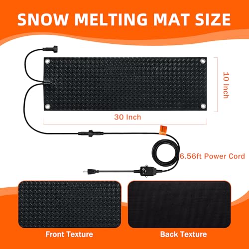 3PCS Heated Snow Melting Mats 10 x 30,Upgraded Anti-Slip Electric Snow Walkway Outdoor Mats,Winter Ice Heat Rubber Mat for Stairs Steps Floor
