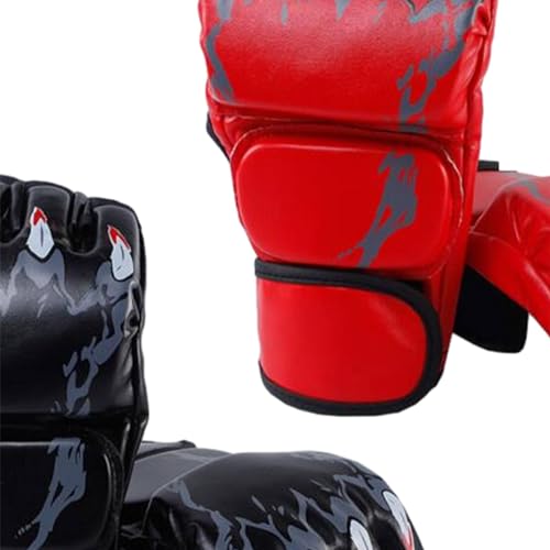 Generic 2 Pairs MMA Gloves Martial Arts Bag Gloves Boxing Fight Gloves Kickboxing Gloves for Sparring - color: Red and Black