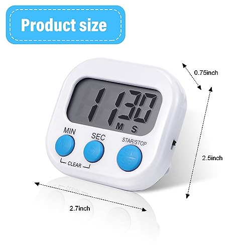 Weewooday 12 Pcs Digital Kitchen Magnetic Timer Bulk Classroom Count up Countdown Egg Timer Cute Desk Stopwatch for Back to School Teacher Kids Cooking Office(White,Stylish Style) - color: White, style: Stylish Style
