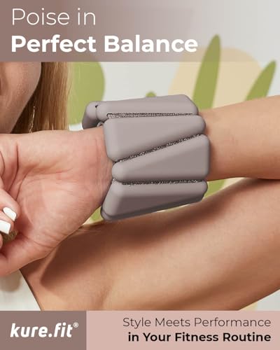 Pilates Weight | Wrist & Ankle Weights for Women | Weighted Bangles | 1LB/ 2LB Each (Set of 2) - color: Taupe, size: 2 LB