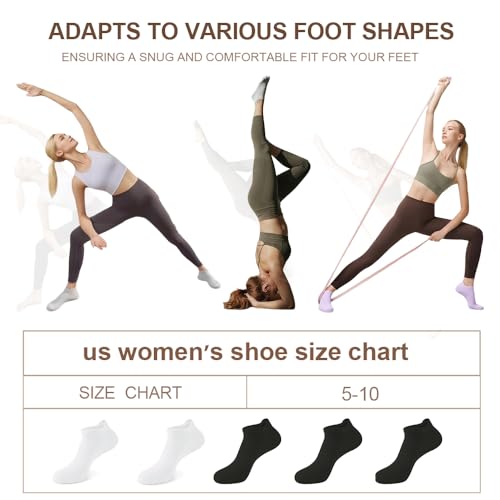 5 Pairs Pilates Socks with Grips for Women Non Slip Grip Yoga Crew Socks for Barre Hospital Barefoot - color: A- 3 Black 2 White